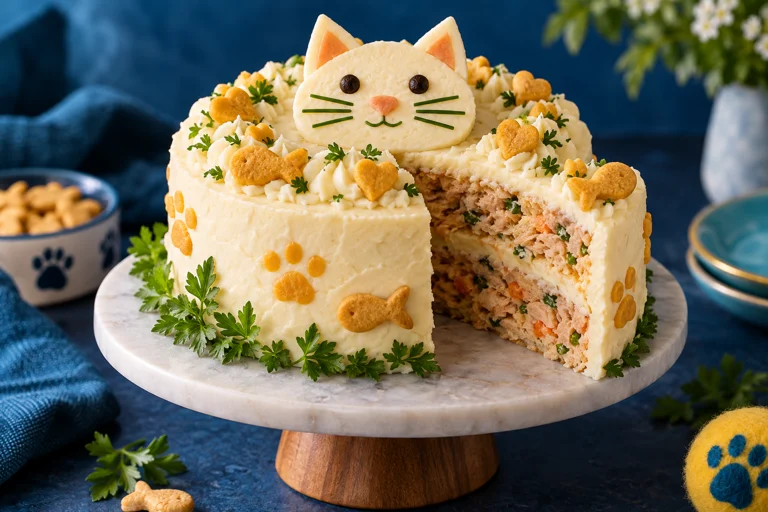 Preparación ilustrativa de pastelería para mascotas